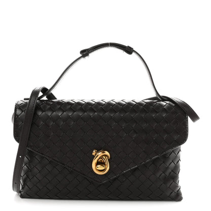 Nappa Intrecciato Knot Lock Top Handle Crossbody Bag Fondant