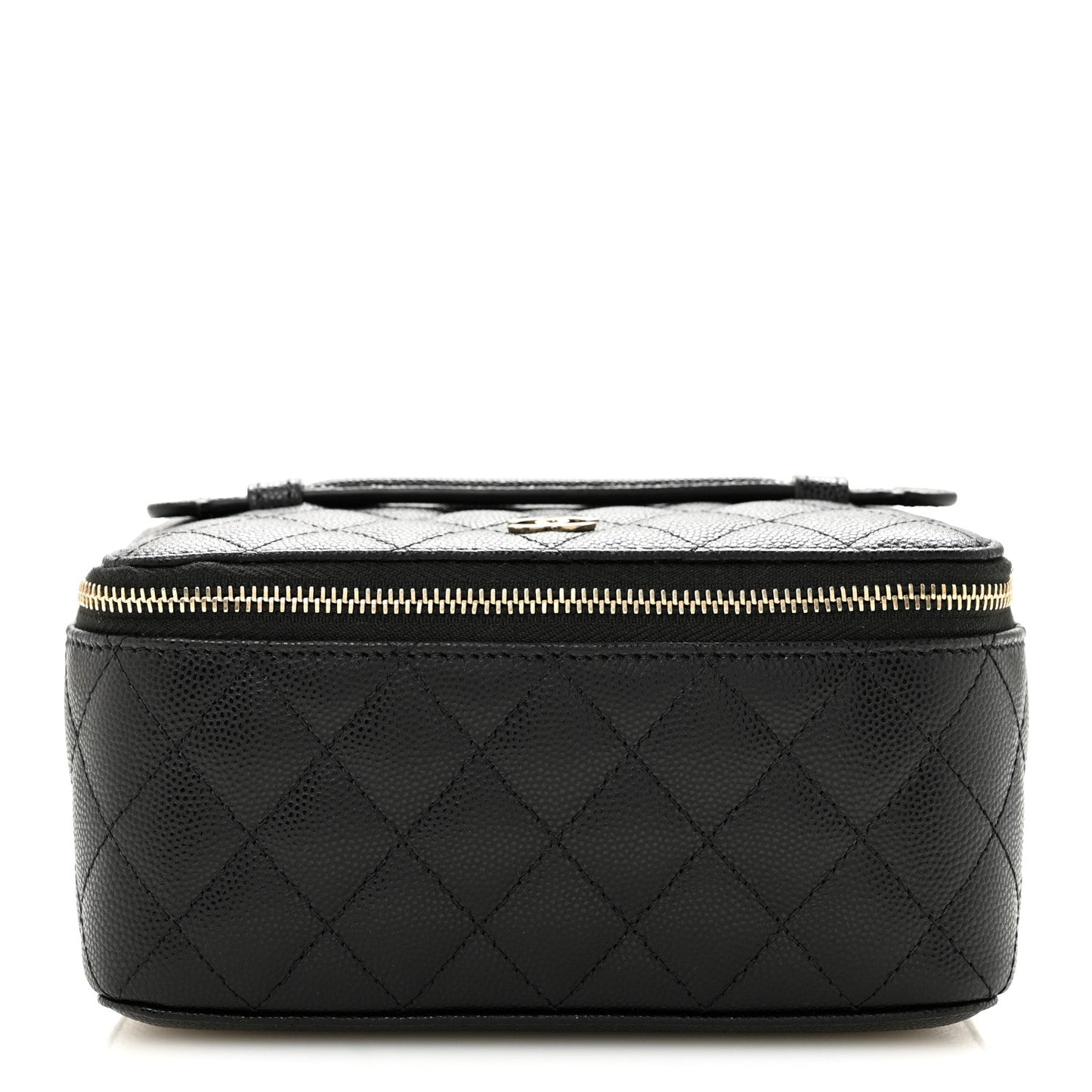 Caviar Quilted Top Handle Jewelry Case Black