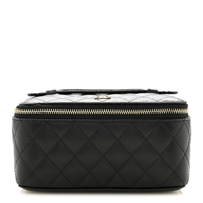Caviar Quilted Top Handle Jewelry Case Black