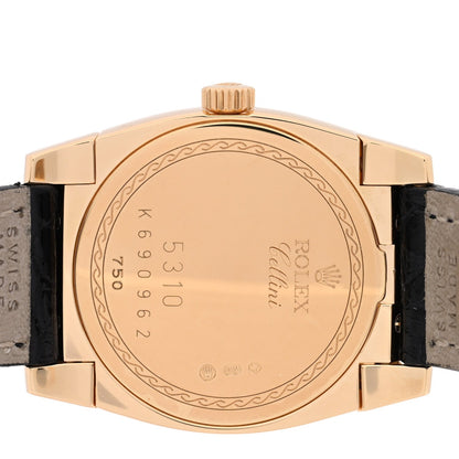 18K Yellow Gold Alligator 26mm Cellini Manual Winding Watch White 5310