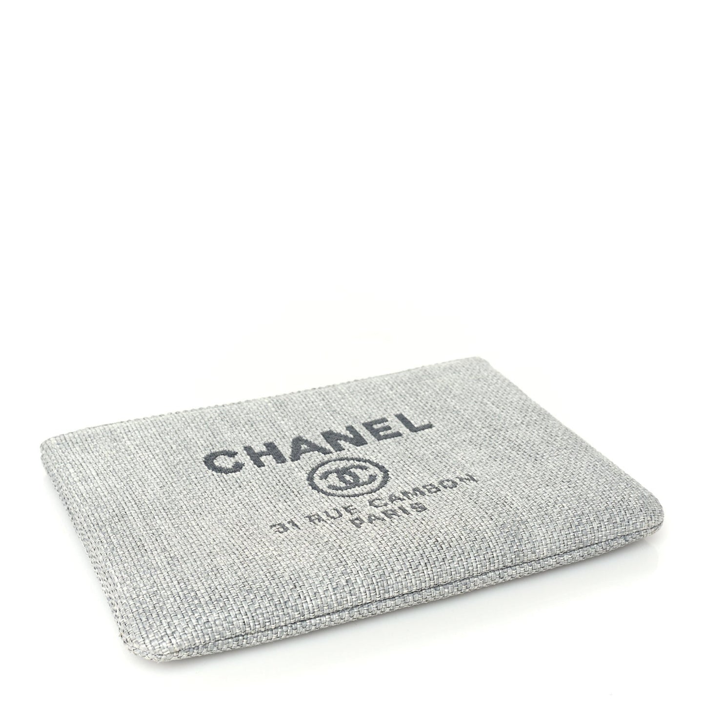 Woven Straw Raffia Medium Deauville Cosmetic Pouch  Grey