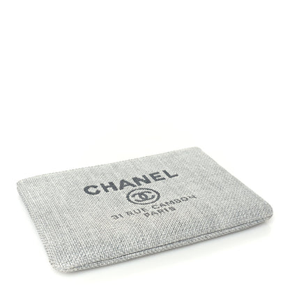 Woven Straw Raffia Medium Deauville Cosmetic Pouch  Grey
