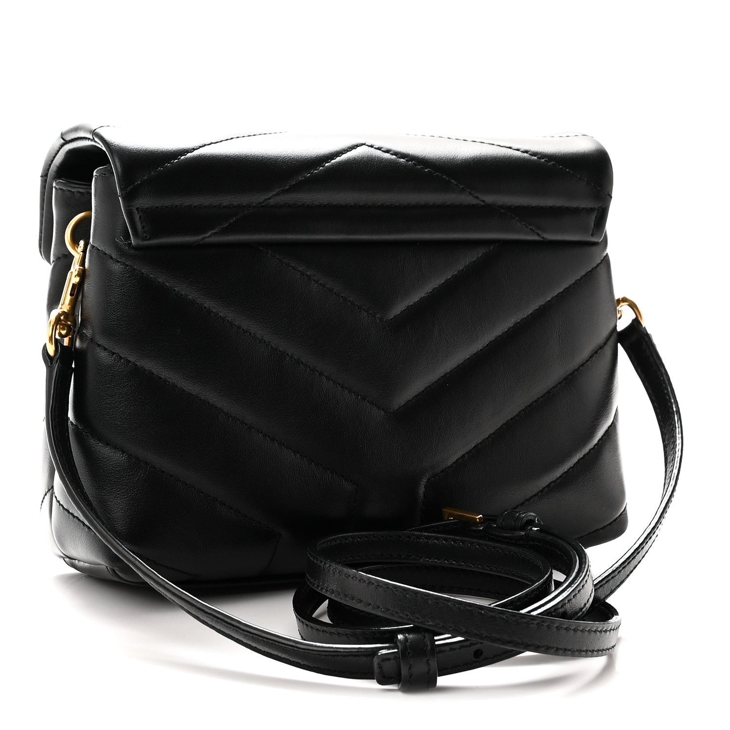 Calfskin Y Quilted Monogram Toy Loulou Crossbody Bag Black