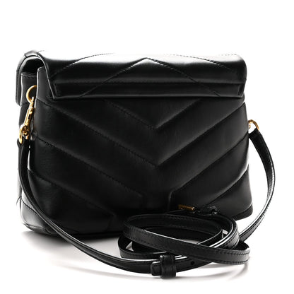 Calfskin Y Quilted Monogram Toy Loulou Crossbody Bag Black