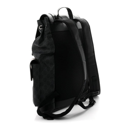 Soft GG Supreme Monogram Calfskin Web Double Buckle Backpack Black