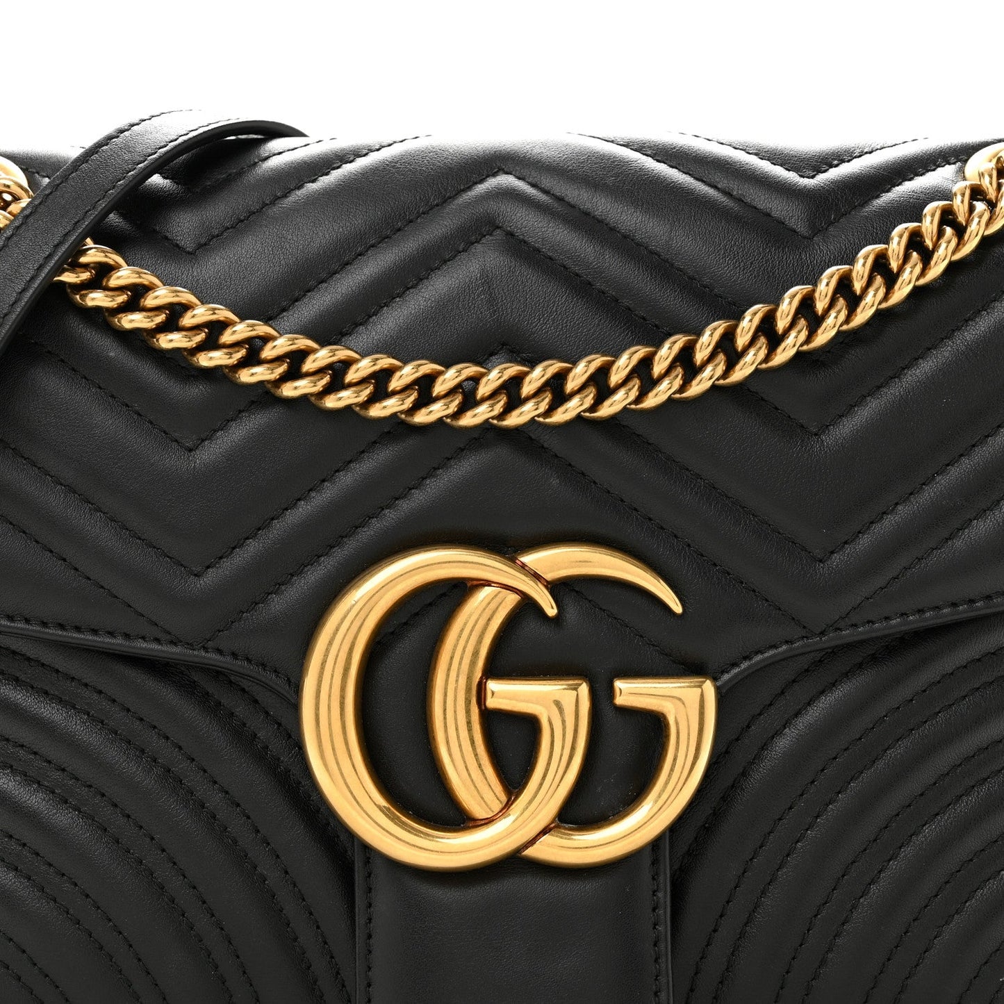 Calfskin Matelasse Medium GG Marmont Shoulder Bag Black