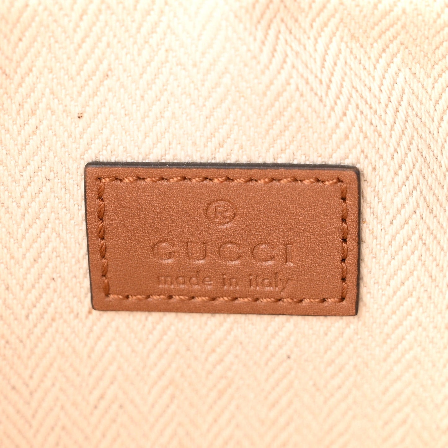 GG Supreme Monogram Textured Calfskin Emblem Mini Crossbody Beige Dark Brown