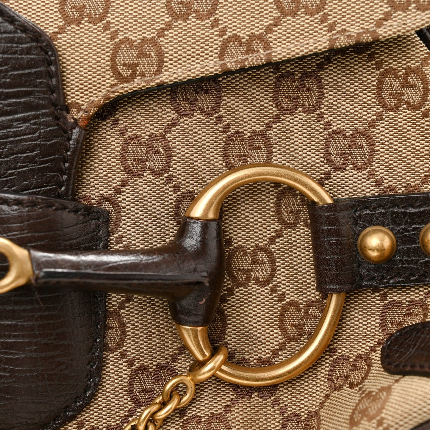 Monogram Horsebit Chain Flap Shoulder Bag Brown