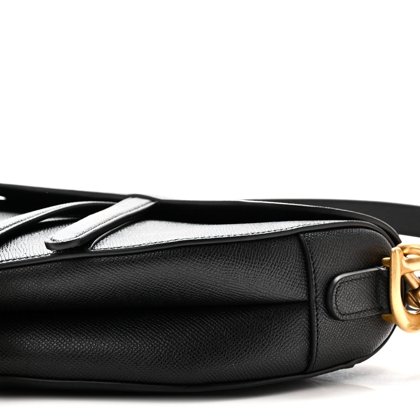 Grained Calfskin Saddle Bag With Strap Black