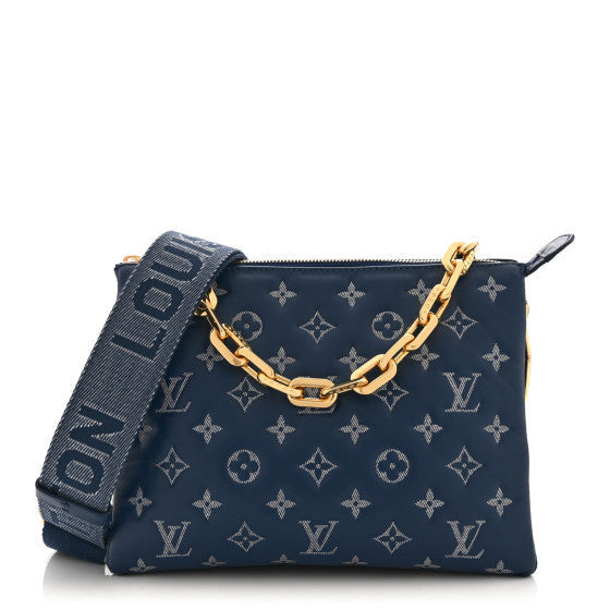 Lambskin Embossed Monogram Coussin PM Denim Blue