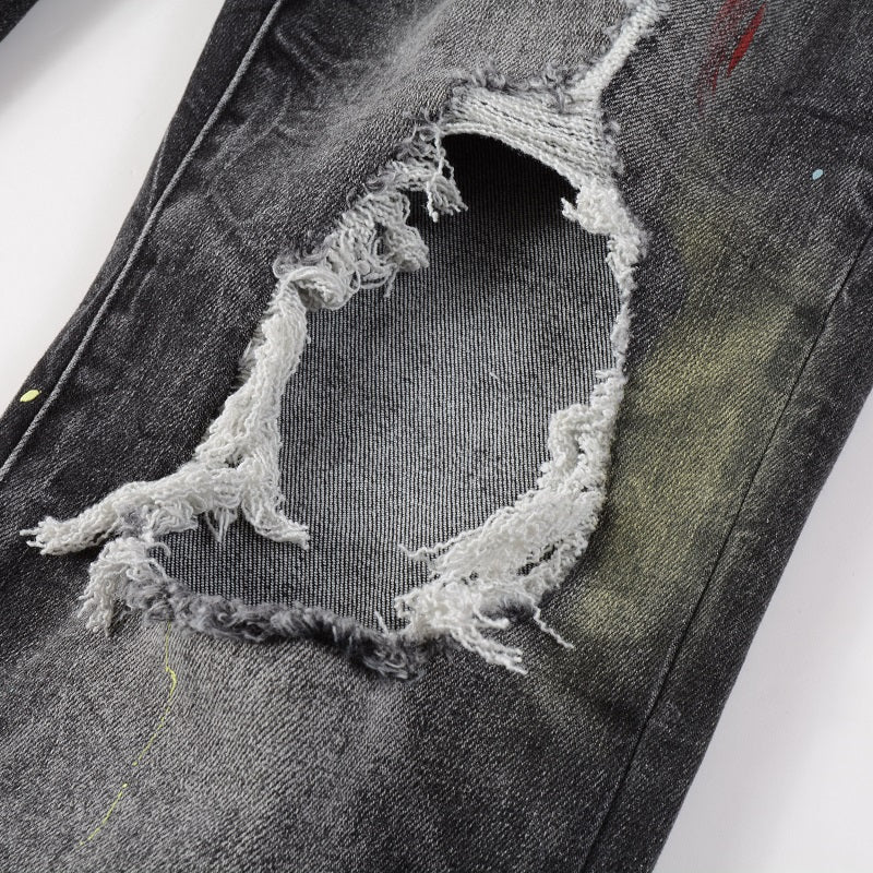 Jeans neri verniciati a spruzzo Amr