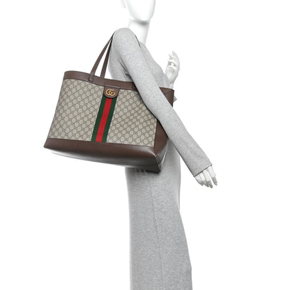 GG Supreme Monogram Web Ophidia Tote Brown