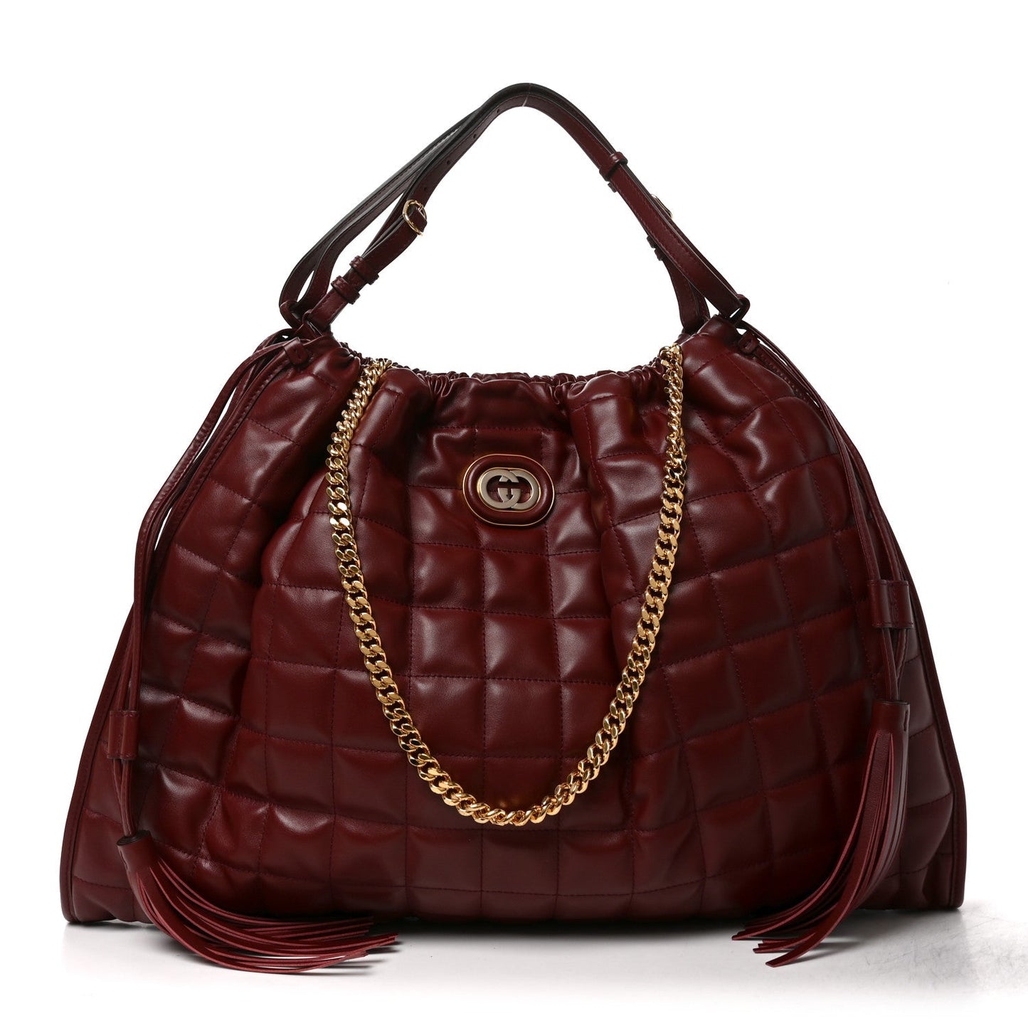 Calfskin Quilted Large Deco Tote Bag Rosso Ancora Red