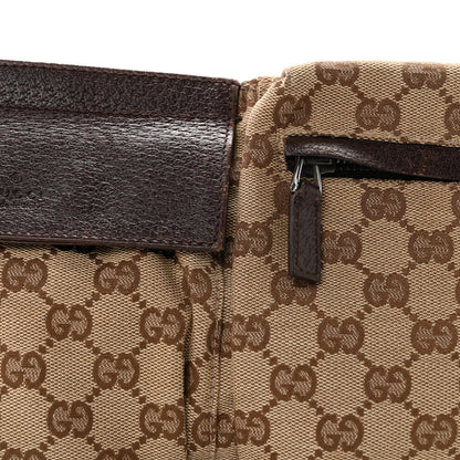 GG Monogram Double Pocket Belt Bag Dark Brown