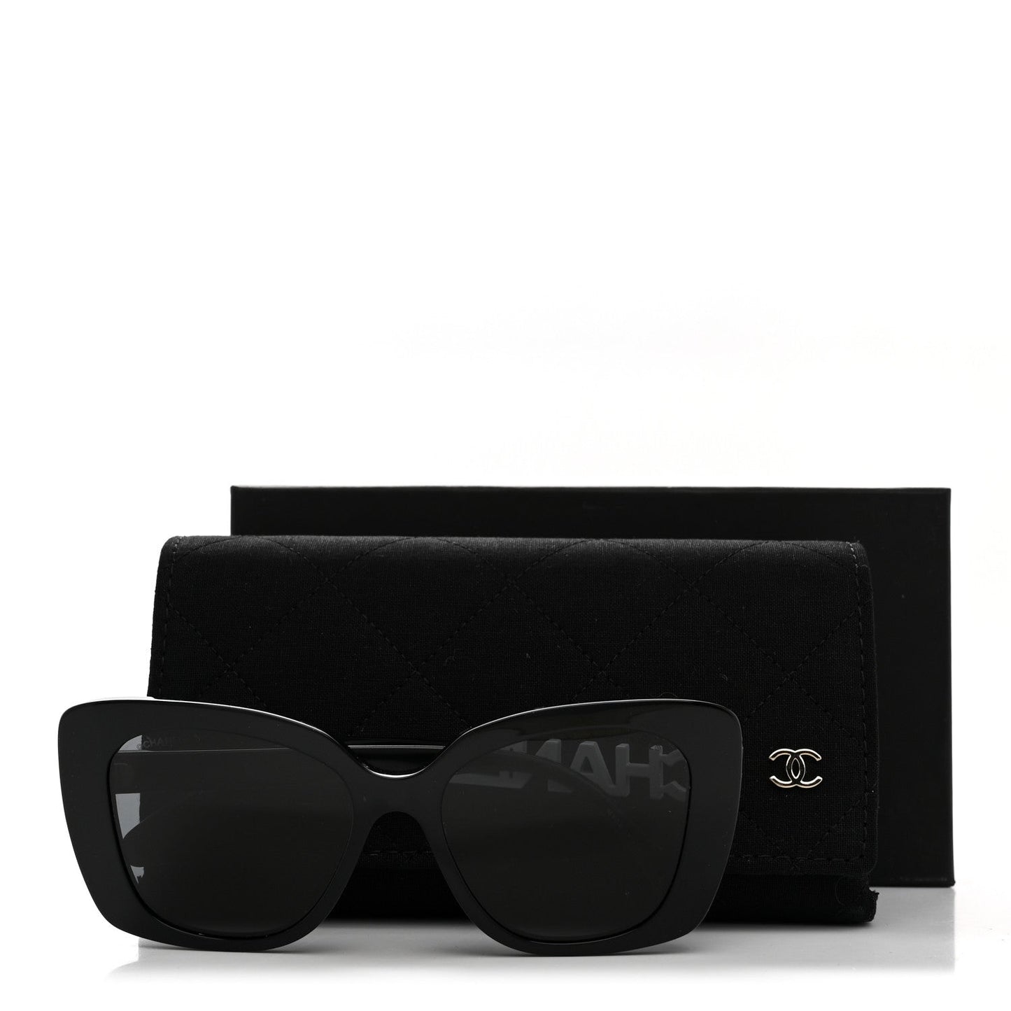 Acetate Strass Square Sunglasses 5422-B-A Black White