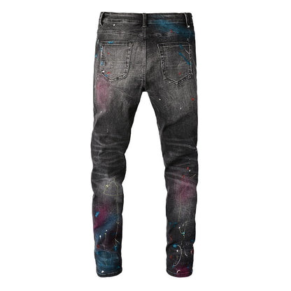 Jeans neri verniciati a spruzzo Amr
