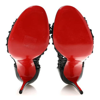Nappa Lizard Embossed Corfou 100 Heel Sandals 36 Black