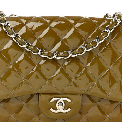 Patent Quilted Jumbo Single Flap Grey