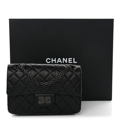 Aged Calfskin Quilted 2.55 Reissue Mini Flap So Black