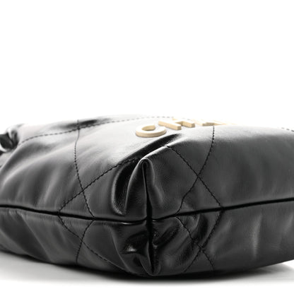 Shiny Calfskin Quilted Mini Chanel 22 Black