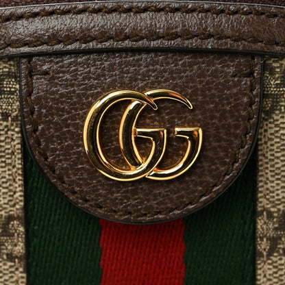 GG Supreme Monogram Textured Dollar Calfskin Web Small Ophidia Dome Shoulder Bag Beige Ebony New Acero