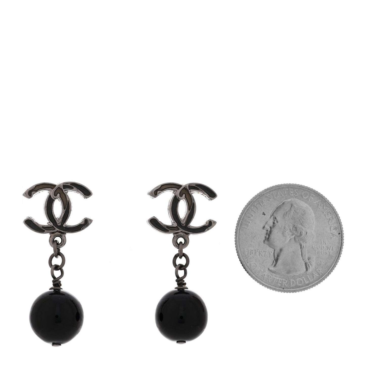Ruthenium Bead CC Drop Earrings Black