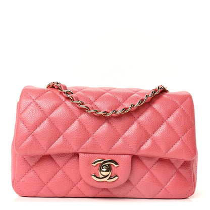 Caviar Quilted Mini Rectangular Flap Dark Pink