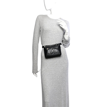 Lambskin CC Mania Waist Belt Bag Black