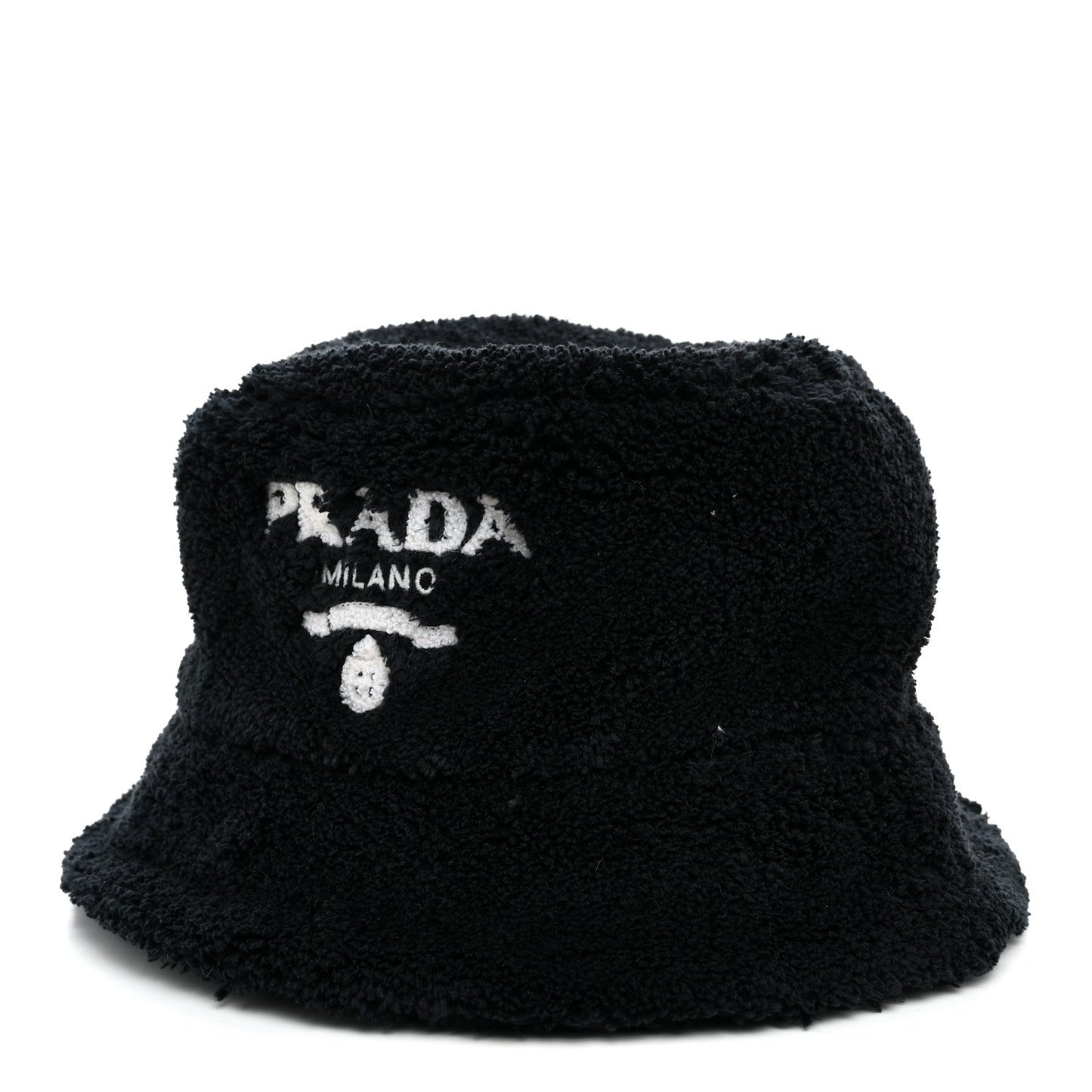 Terry Cloth Logo Embroidered Womens Bucket Hat S Black White
