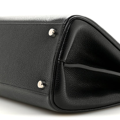 Grainy Calfskin Small Zumi Top Handle Bag Black