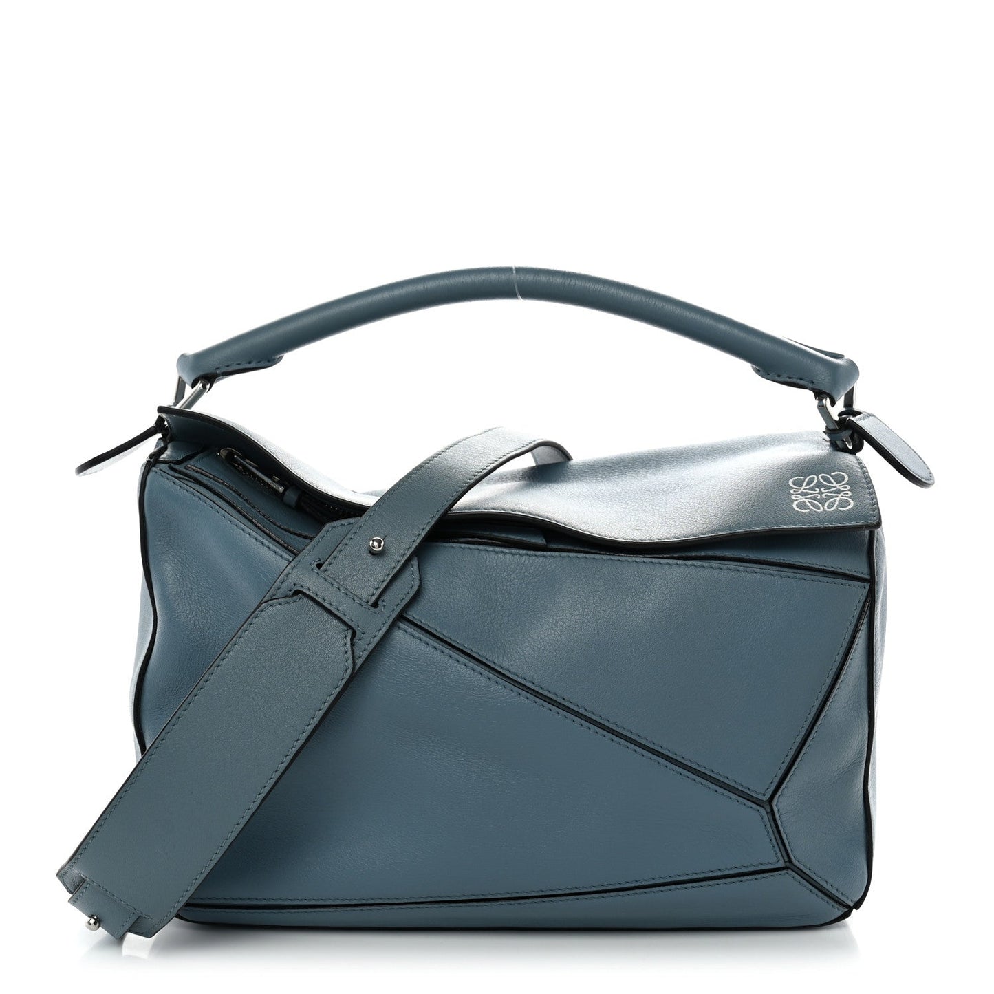 Calfskin Medium Puzzle Bag Stone Blue
