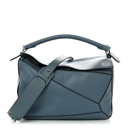 Calfskin Medium Puzzle Bag Stone Blue