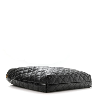 Lambskin Quilted Maxi Icare Shopping Tote Black
