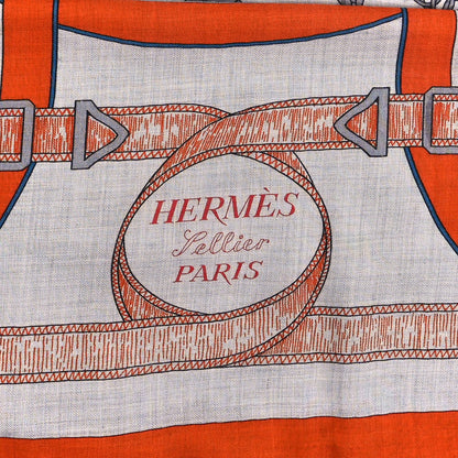 Cashmere Silk Eperon D'Or Shawl 140  Orange Gris Chine