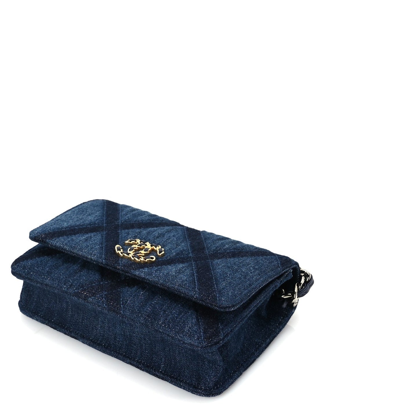 Denim Quilted 19 Wallet On Chain WOC  Blue
