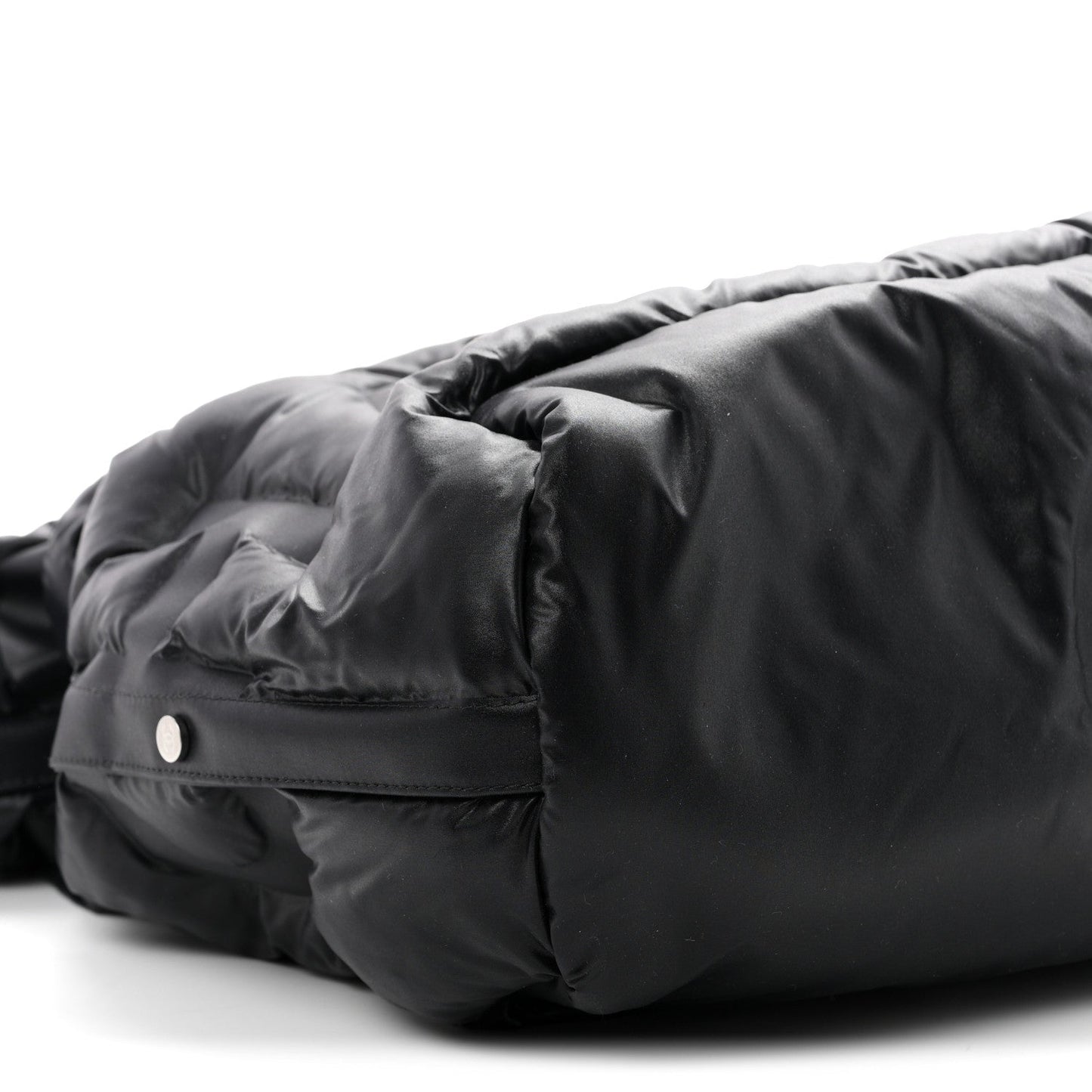 Tweed Nylon Embossed Large Doudoune Bowling Bag Black