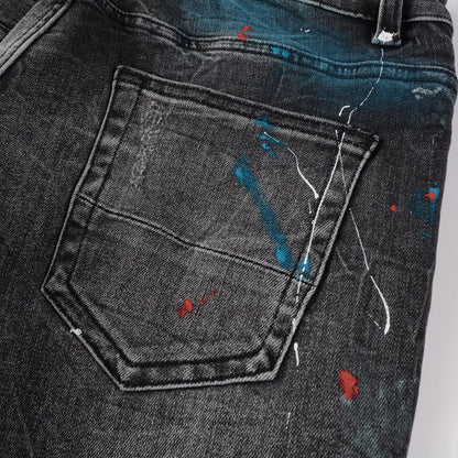 Jeans neri verniciati a spruzzo Amr