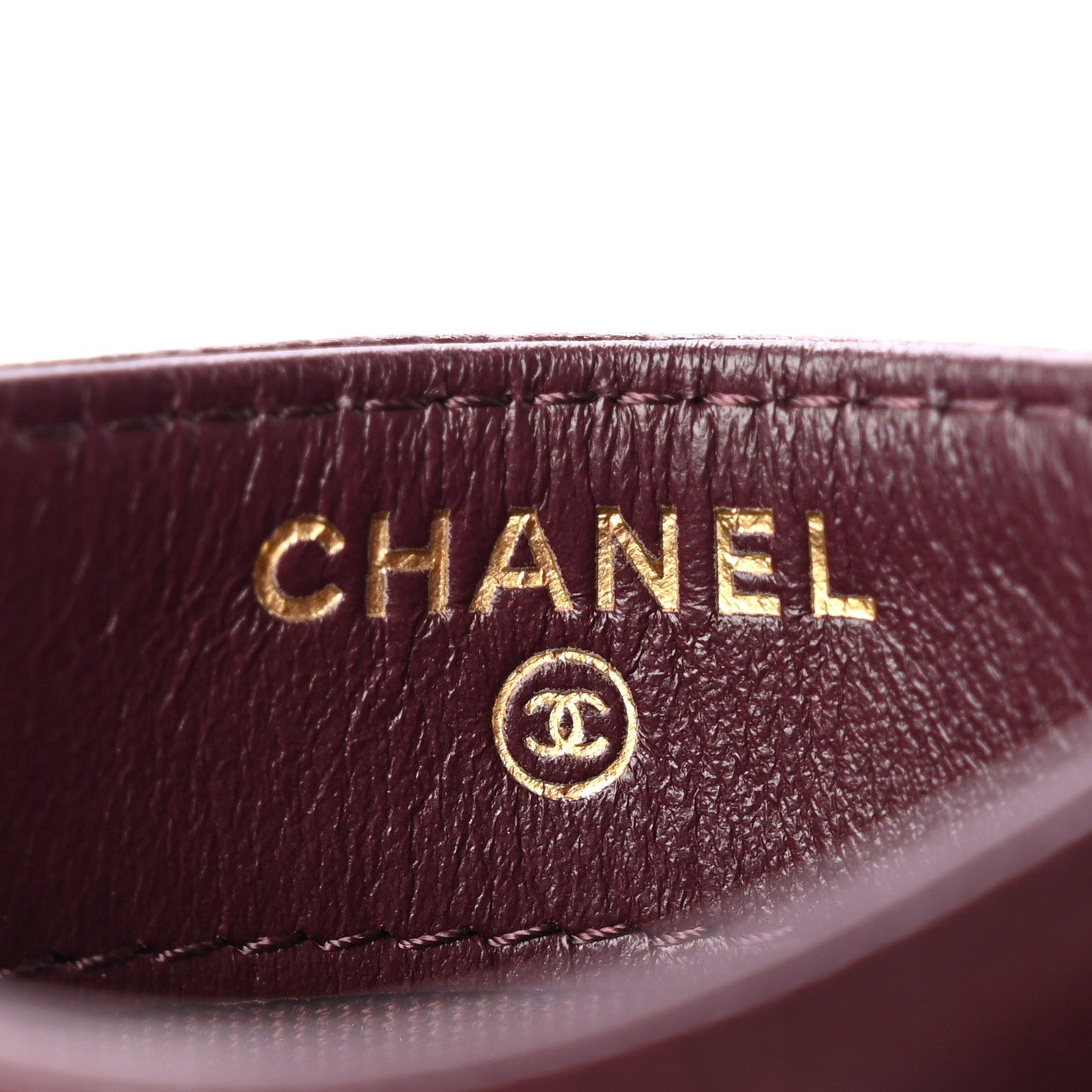 Caviar Quilted Card Holder Burgundy