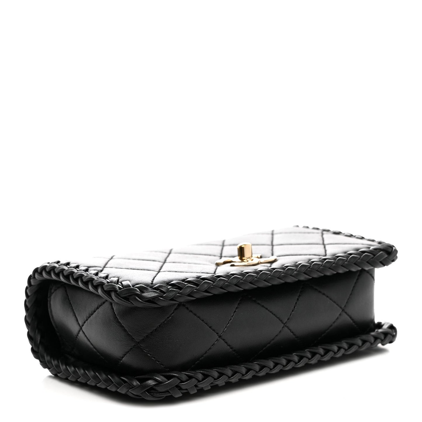 Lambskin Quilted Small Whipstitch Flap Bag Black