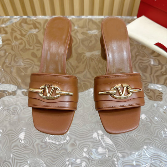 High Heel 70 Mule Sandal The Bold Edition Vlogo Square Toe Brown