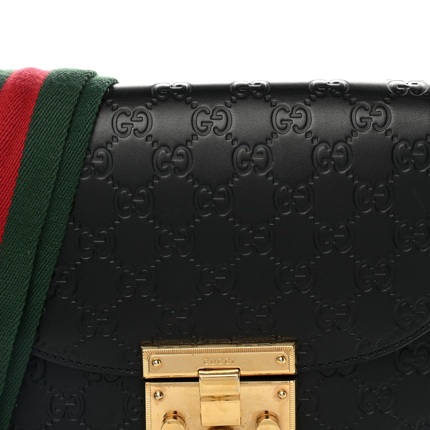 Guccissima Web Medium Padlock Messenger Shoulder Bag Black