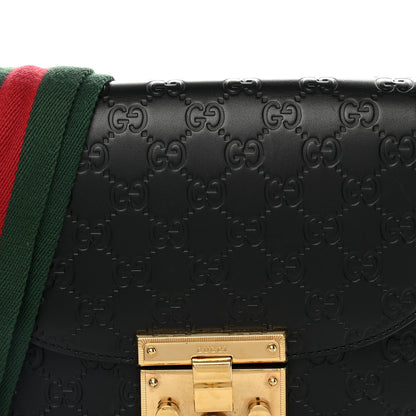 Guccissima Web Medium Padlock Messenger Shoulder Bag Black