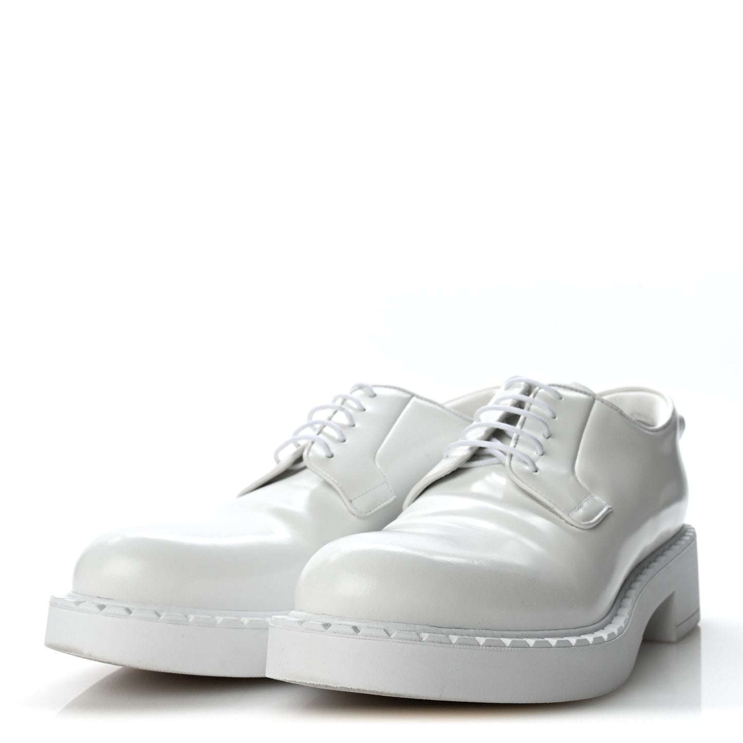 Spazzolato Calzature Donna Triangle Logo 50mm Derby Loafers 38.5 White 38.5 White