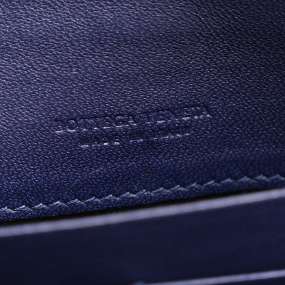 Nappa Intrecciato Flat Zip Pouch Navy