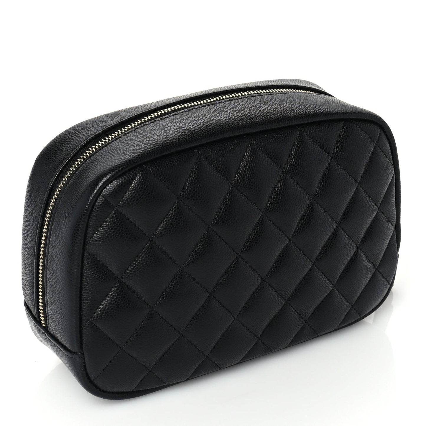 Caviar Quilted Medium Curvy Pouch Cosmetic Case Black