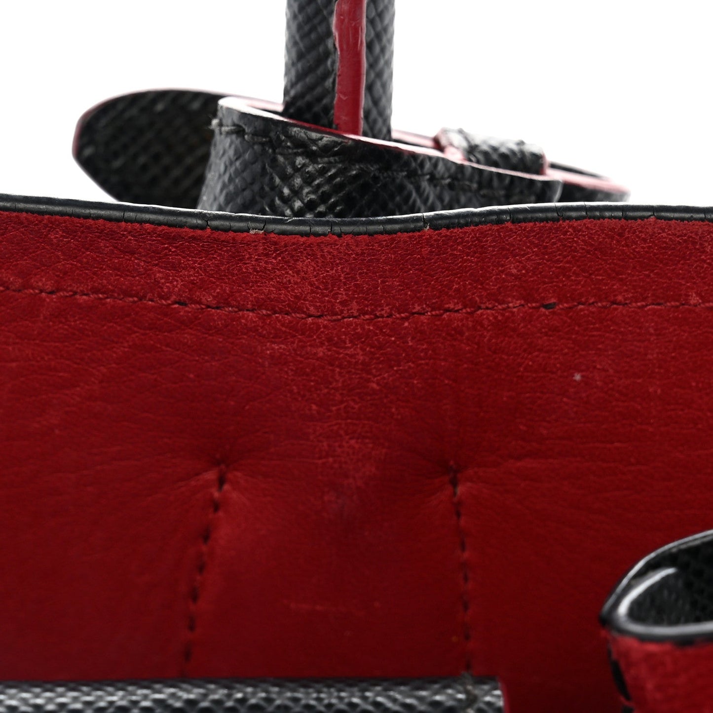 Saffiano Cuir Small Double Bag Black Fuoco