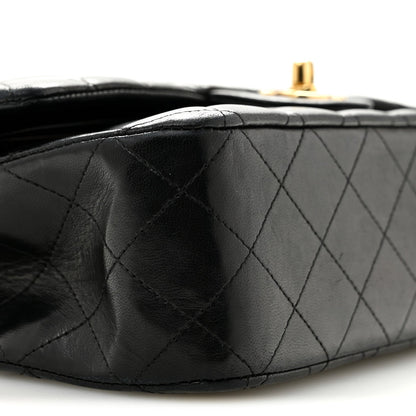 Lambskin Quilted Medium Double Flap Black