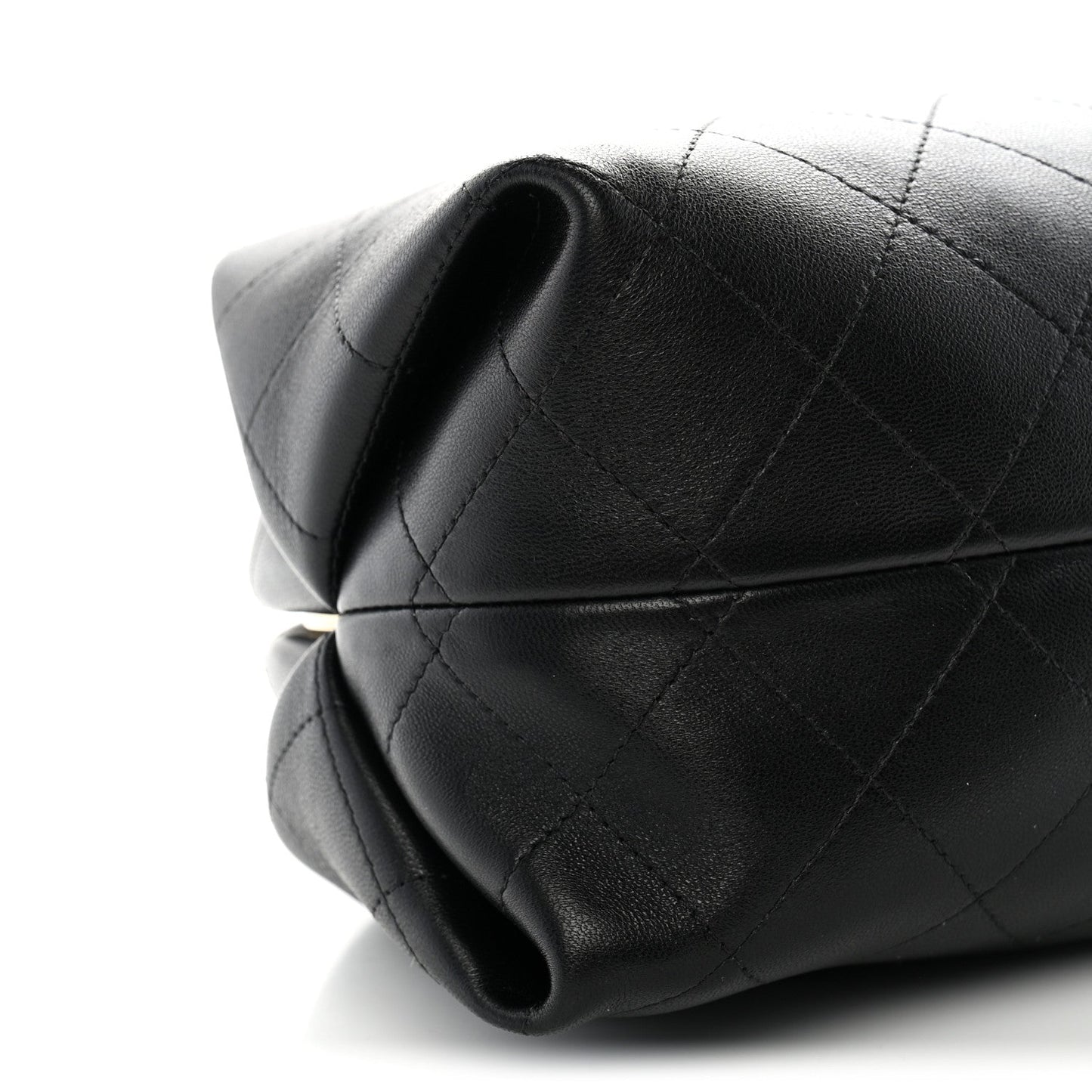 Lambskin Stitched Clutch With Chain Black