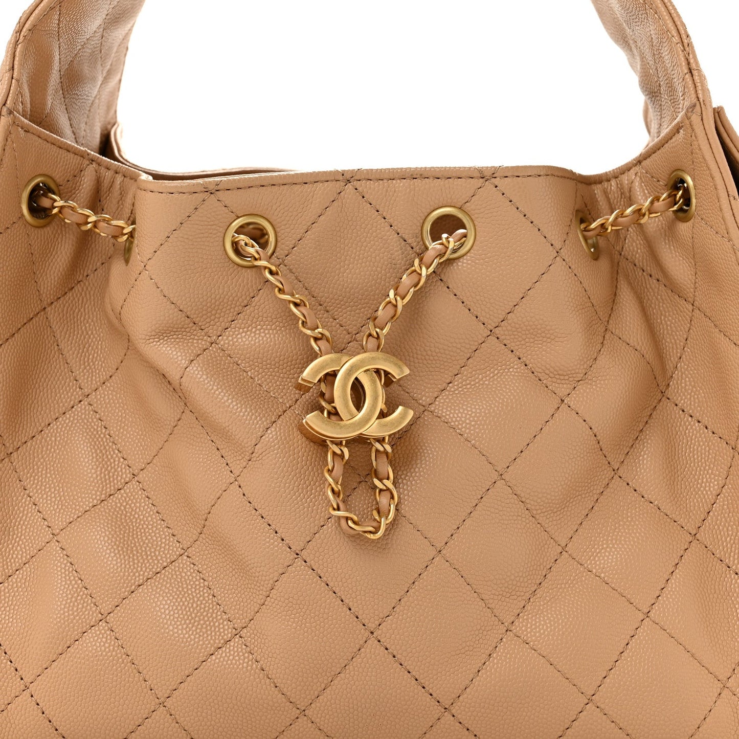 Caviar Quilted Small Chanel 25 Handbag Beige
