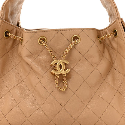 Caviar Quilted Small Chanel 25 Handbag Beige